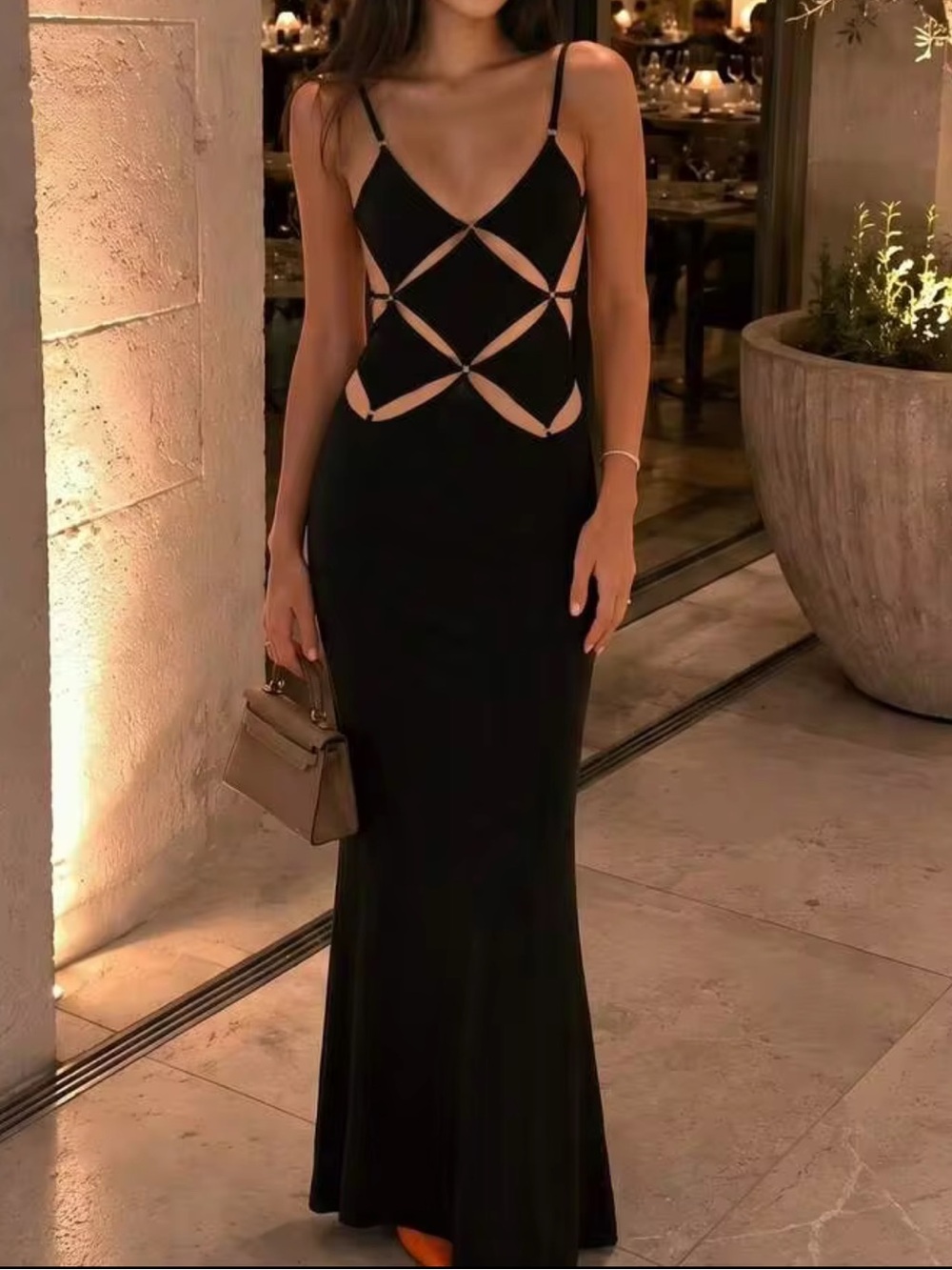 SHEIN Brand new Black Strappy Cutout Maxi Dress